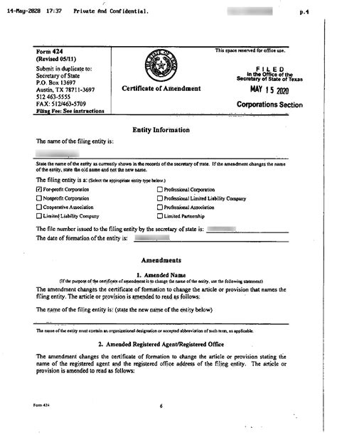 Articles Of Amendment Template Prntbl Concejomunicipaldechinu Gov Co