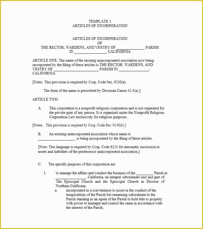 Articles Of Incorporation 47 Templates For Any State Templatelab