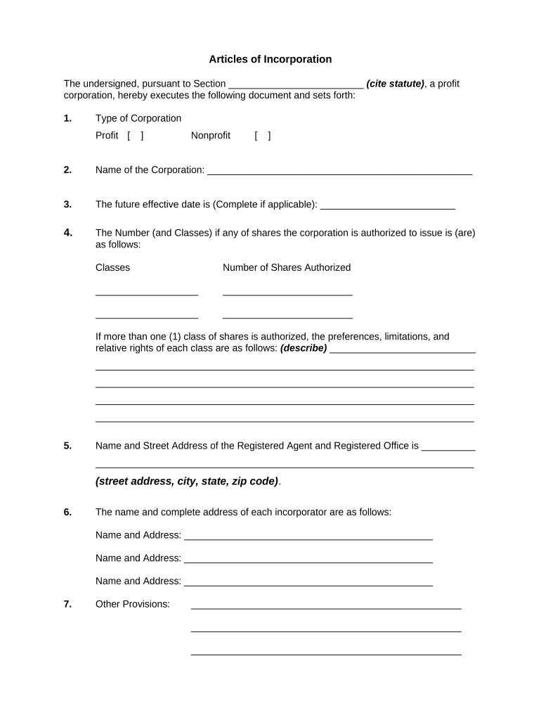 Articles Of Incorporation Fill Out Sign Online Dochub