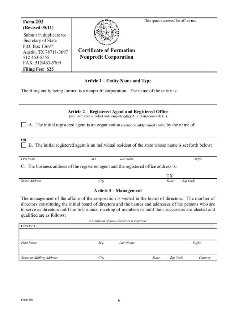 Articles Of Incorporation Texas Template Fill Online Printable Fillable Blank Pdffiller