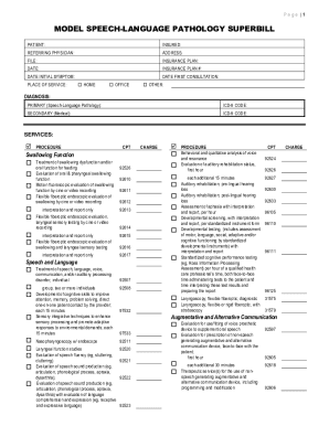 Asha Model Speech Language Pathology Superbill Fill And Sign