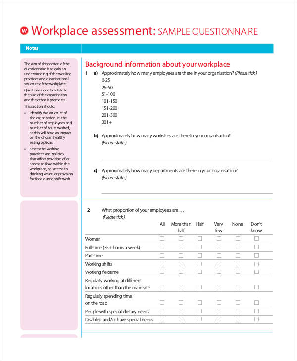 Assessment Questionnaire 33 Examples Format How To Develop Pdf