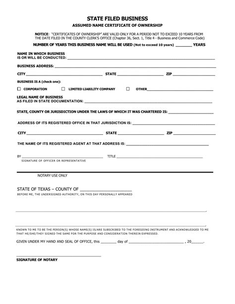 Assumed Name Certificate Fill Out Printable Pdf Forms Online