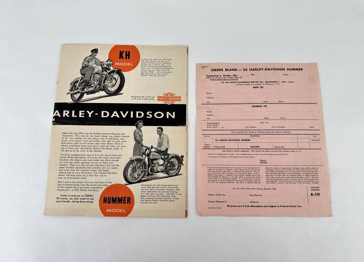 At Auction 1955 Kh Model Harley Davidson Motorcycle Paperwork