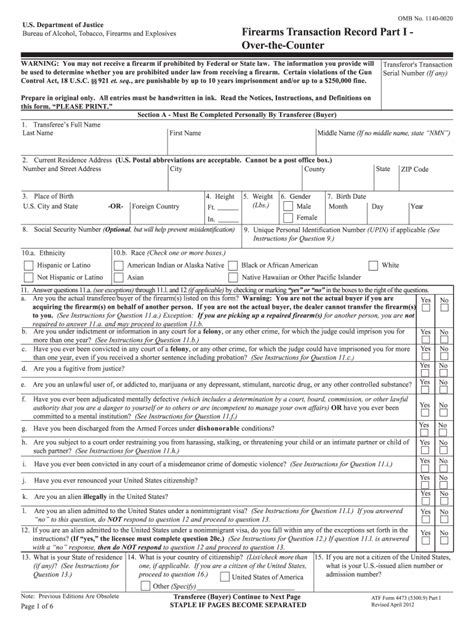 Atf Form 4473 Fill Out Printable Pdf Forms Online