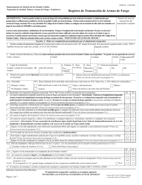 Atf Form 5300 9 4473 Fill Out Sign Online And Download Fillable