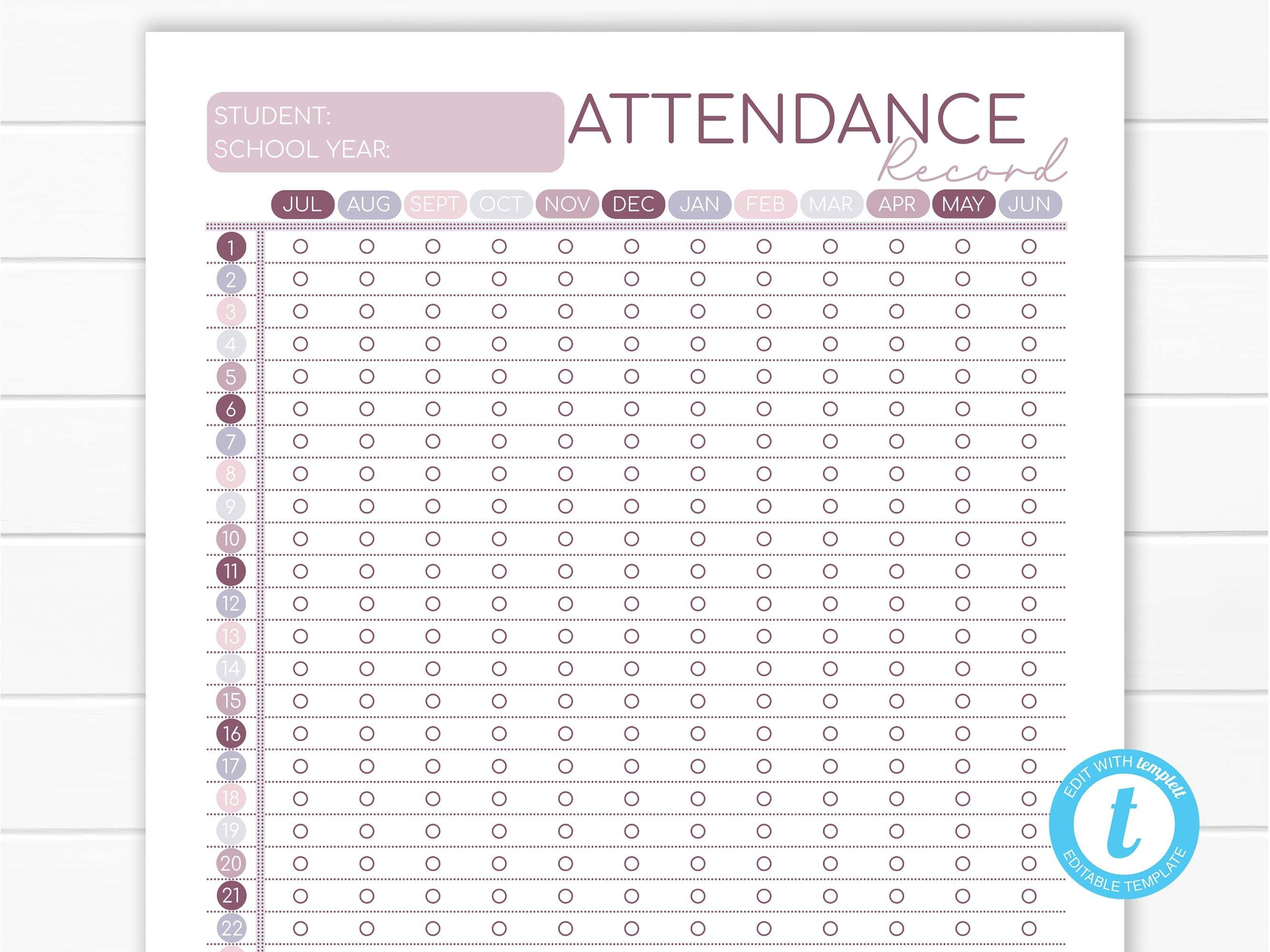 Attendance Record The Wise Nest Homeschool Attendance Records Homeschool Attendance