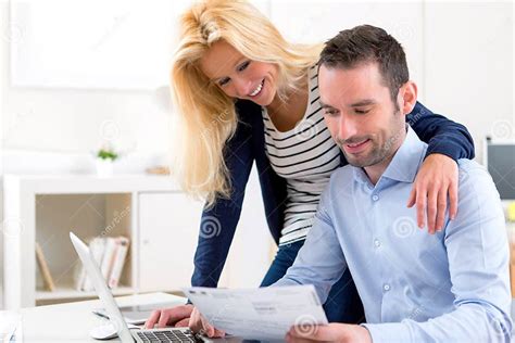 Attractive Couple Doing Administrative Paperwork Stock Image Image Of Young Savings 47119325