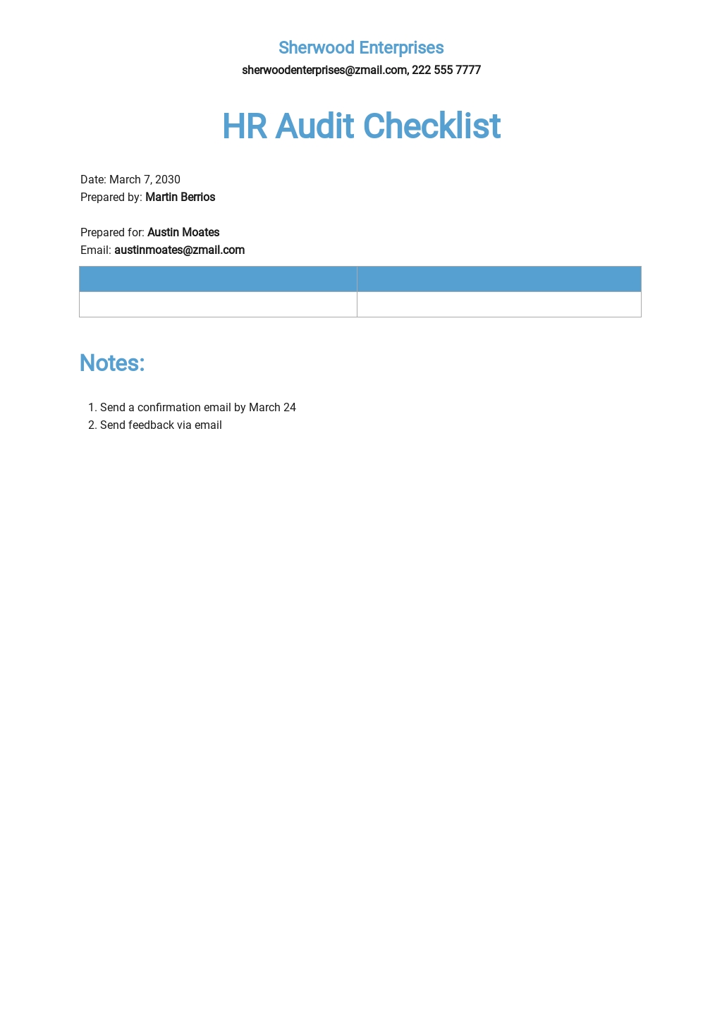 Audit Checklist Template Word