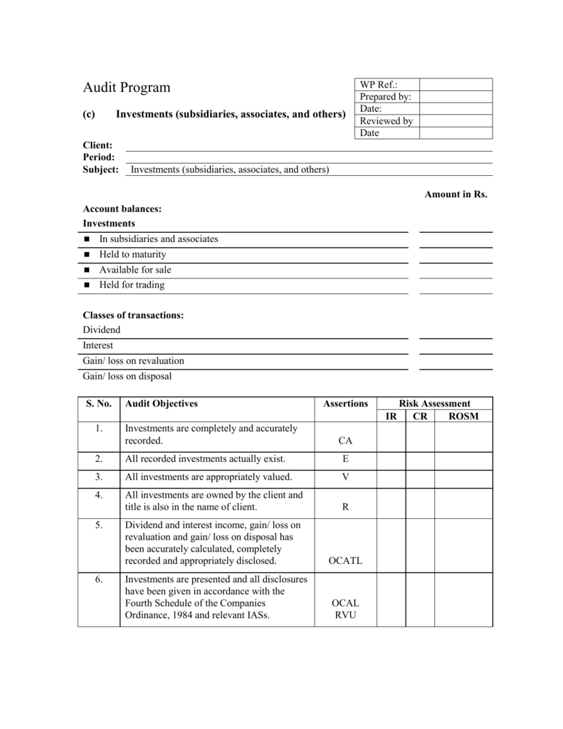 Audit Working Papers Template