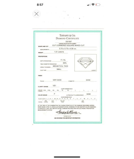 Authentic Tiffany Diamond Ring Gia Certified With Original Paperwork