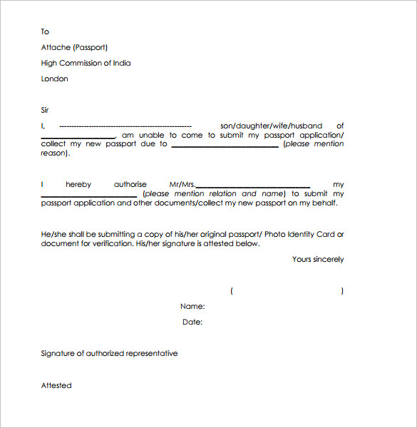 Authorisation Letter Format India Sample Letter