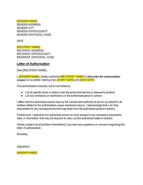 Authorization Letter For Signing Documents Free Download