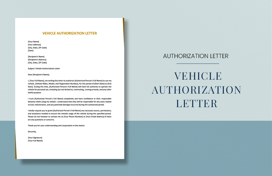 Authorization Letter To Drive Company Vehicle