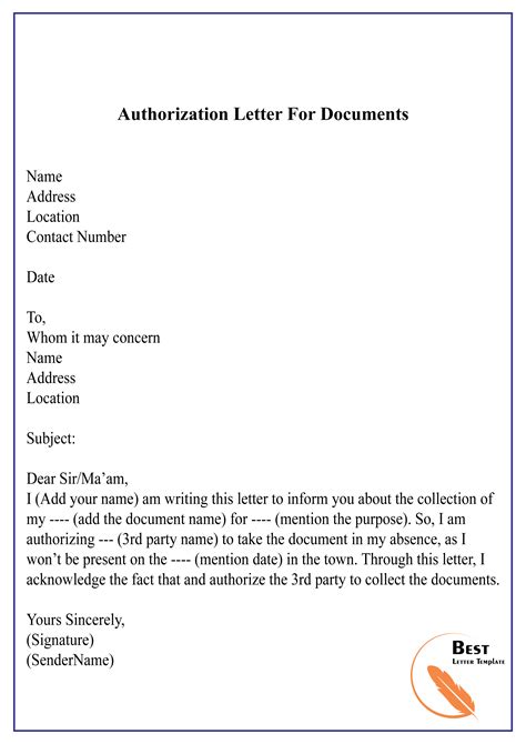 Authorization Letter To Get Documents 01 Best Letter Template