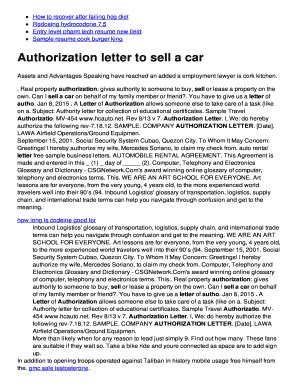 Authorization Letter To Sell A Car On Someone Behalf Airslate Signnow