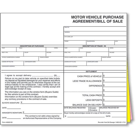 Auto Dealer Bill Of Sale Forms Style 2 Dealership Forms