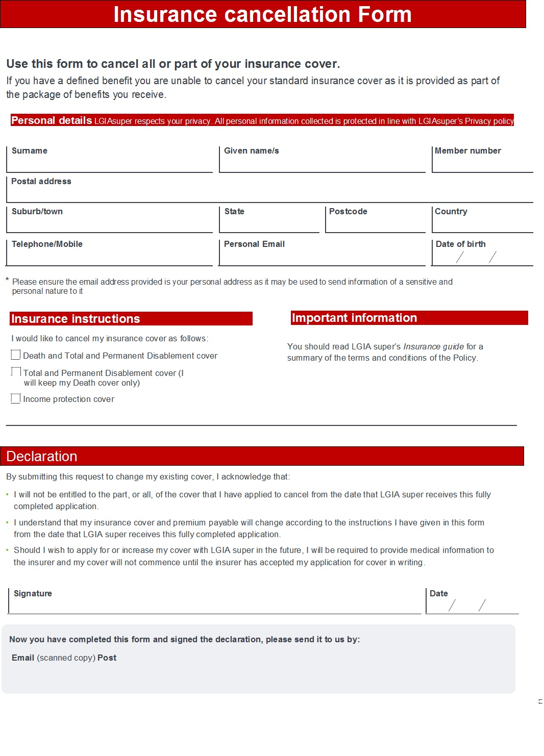 Auto Insurance Cancellation Form Templates Free Report Templates