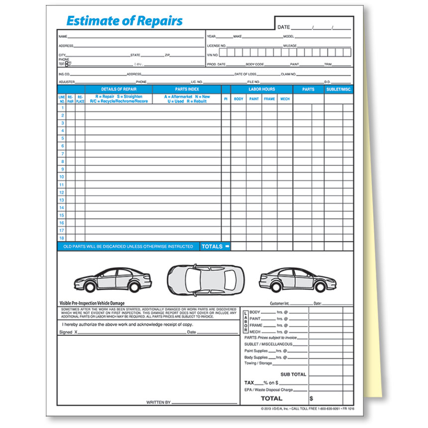 Auto Repair Estimate Form Pdf Best Of Auto Body Repair Estimate