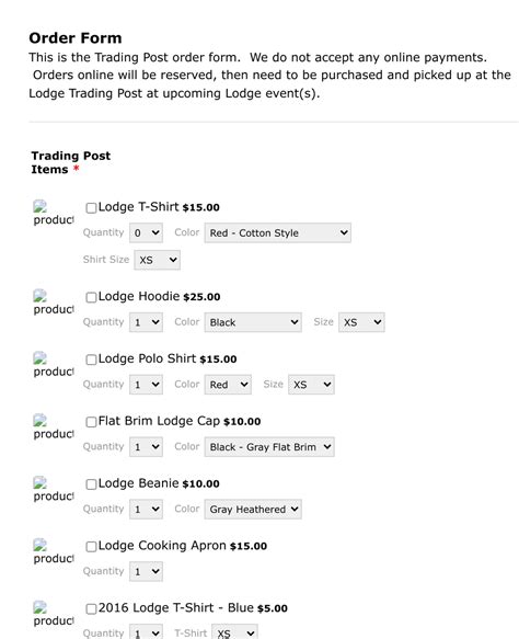 Awaxaawe Awachia Lodge Oa Trading Post Form Template Jotform