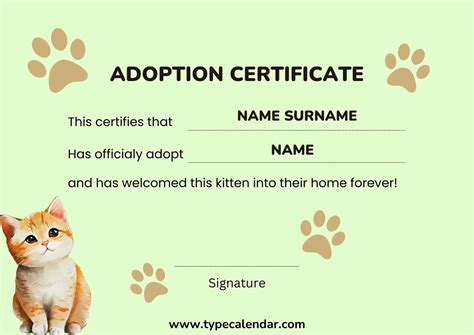 Awesome Pet Adoption Certificate Editable Templates Dog Adoption