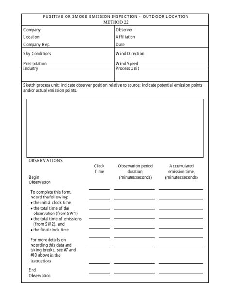 Az Epa Method 22 Observation Form Fill And Sign Printable Template Online