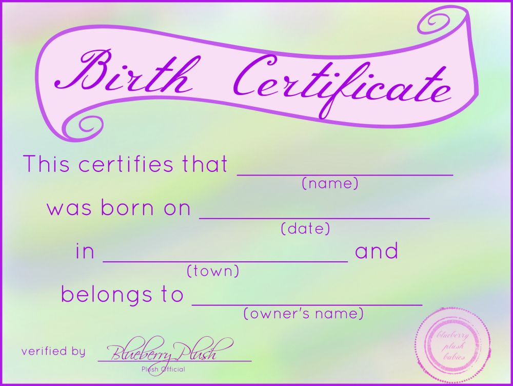 Baby Doll Birth Certificate Template Best Business Templates