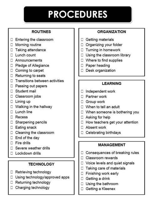 Back To School Forms And Procedure Check List Artofit