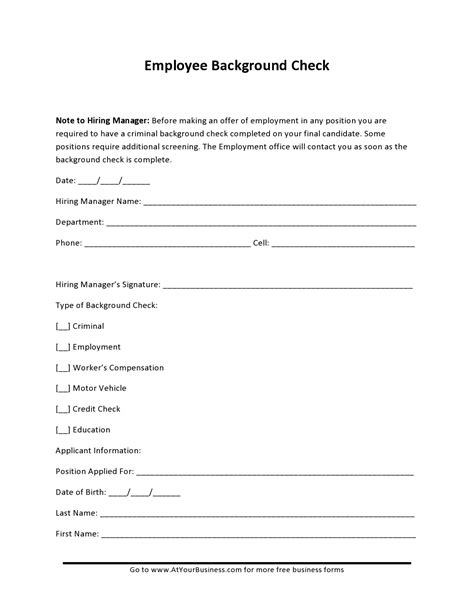 Background Check Template Word