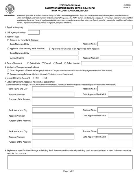 Bank Account Application Form Templates At Allbusinesstemplates Com