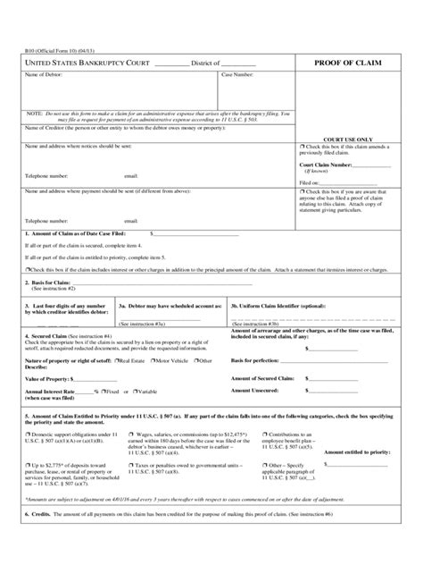 Bankruptcy Claim Form 2 Free Templates In Pdf Word Excel Download