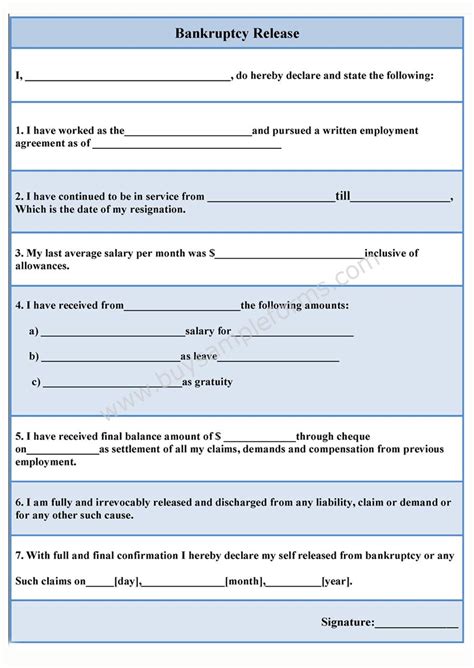 Bankruptcy Release Form