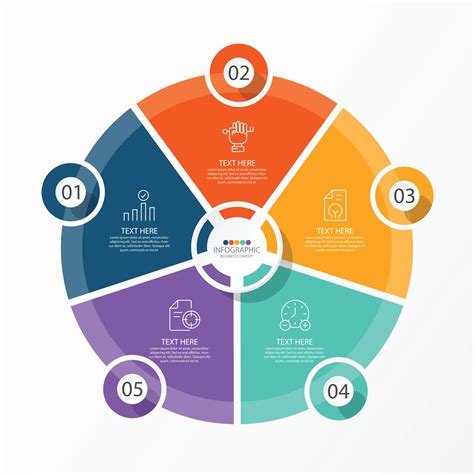 Basic Circle Infographic Template With 5 Steps Process Or Options