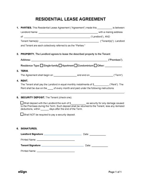 Basic Lease Agreement Printable