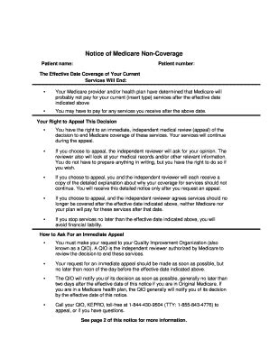 Bcn Advantage Notice Of Medicare Non Coverage Fill And Sign Printable