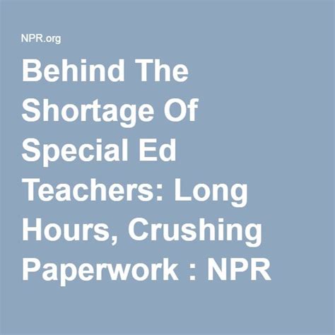 Behind The Shortage Of Special Ed Teachers Long Hours Crushing