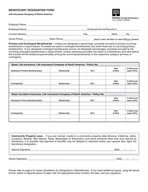 Beneficiary Form Template Fill Out Printable Pdf Forms Online