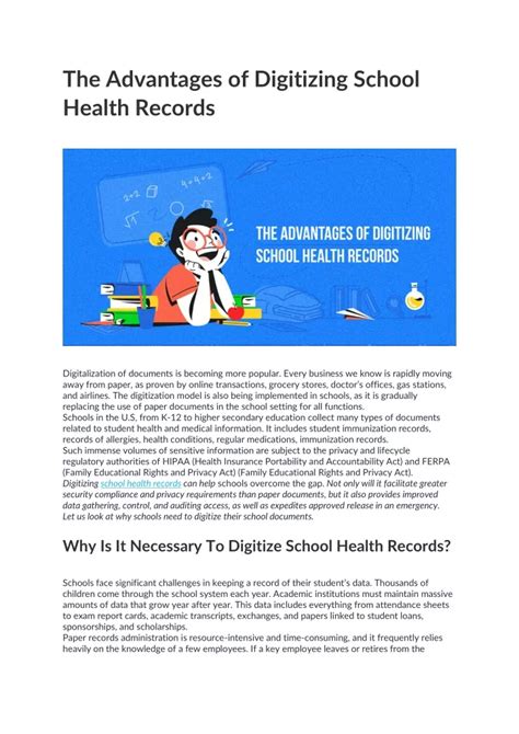 Benefits Of Digitizing School Health Records Ppt