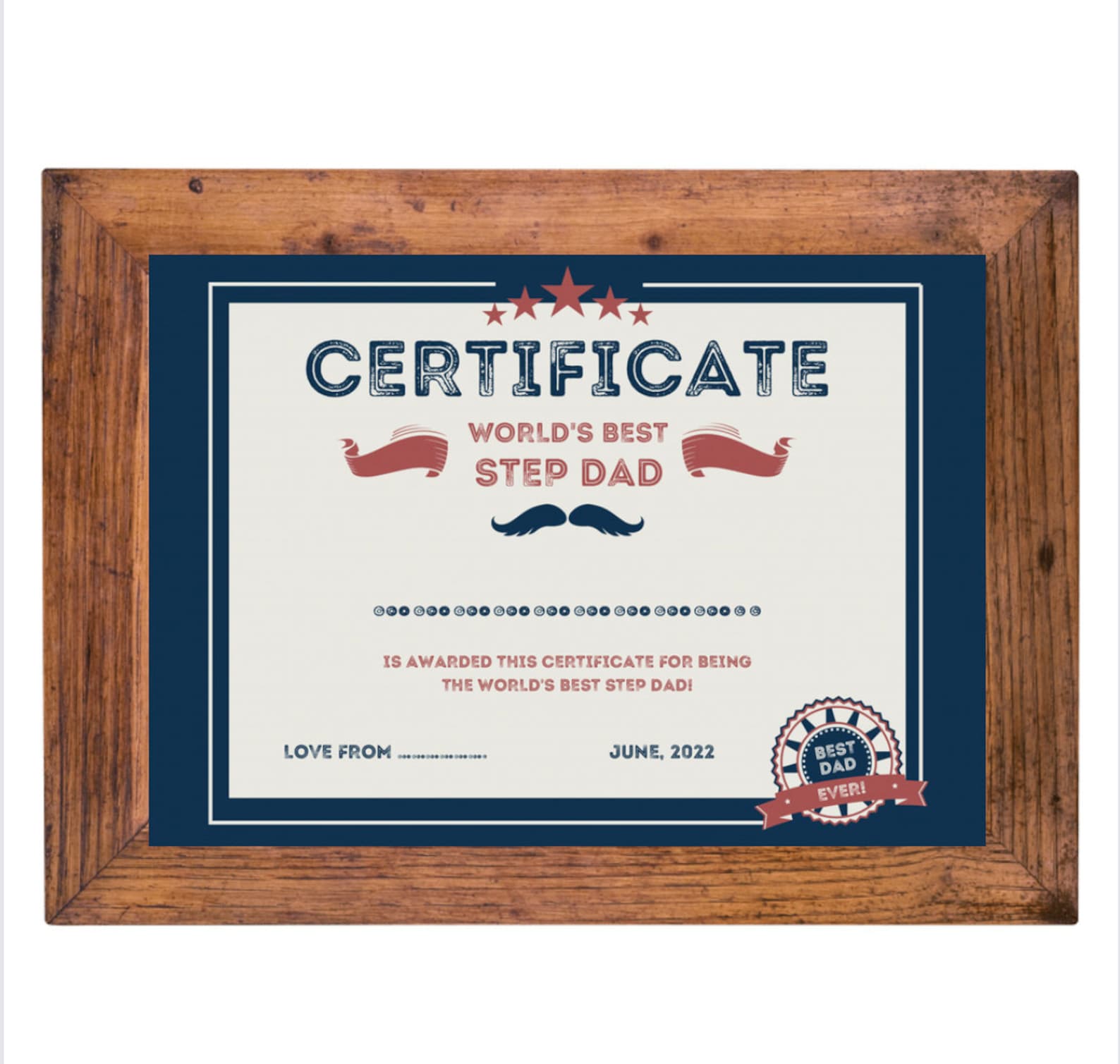 Best Step Dad Certificate Step Award Best Step Dad Gift Etsy Australia