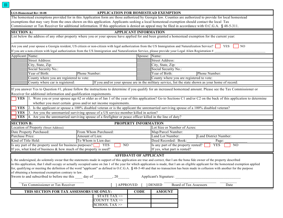 Bibb County Georgia Homestead Exemption Form Exemptform Com