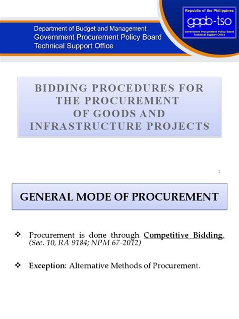 Bidding Procedure For Goods And Infra