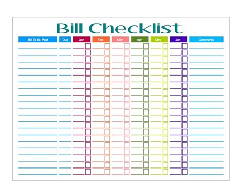 Bill Organizer Template Bills Checklist Paying Bills Binder