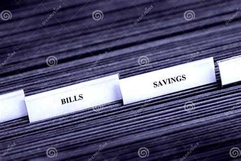 Bills And Savings Filing Tabs Stock Image Image Of Files Keeping