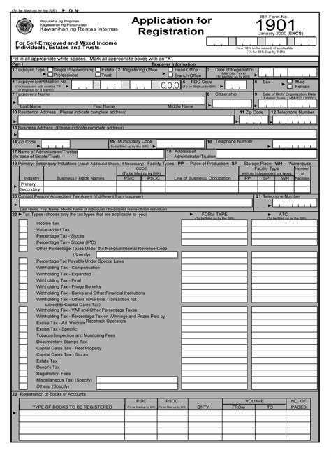 Bir Form 1901 Fillable Printable Forms Free Online