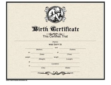 Birth Certificate Blank Free Download Aashe