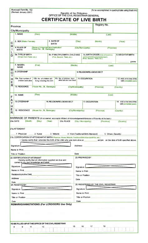 Birth Certificate Printable Form Printable Forms Free Online