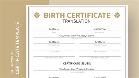 Birth Certificate Translation Free Google Docs Template Gdoc Io