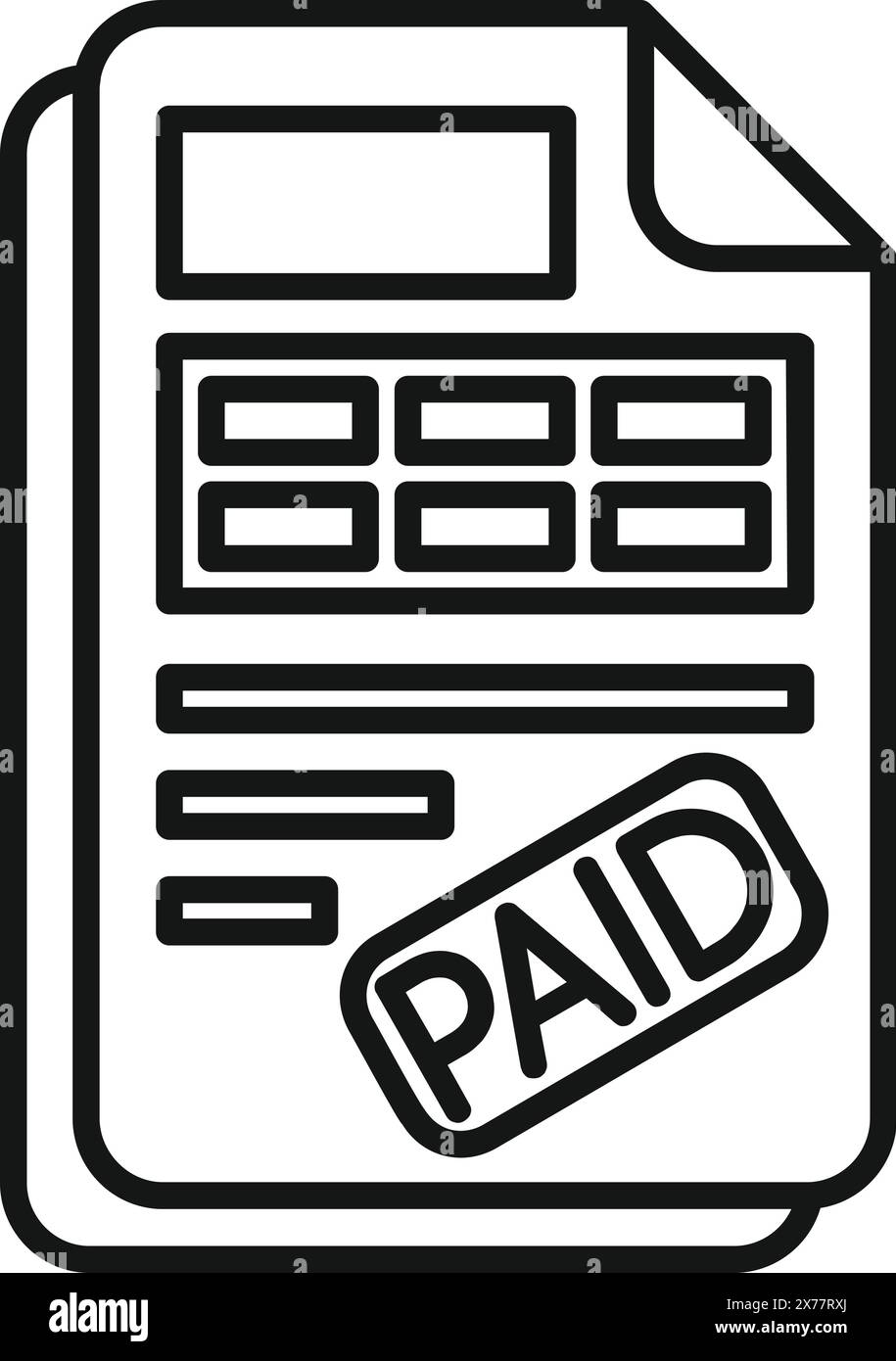 Black And White Paid Invoice Icon Illustration In Flat Design Vector Graphic For Finance