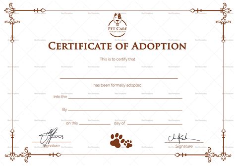 Blank Adoption Certificate Template