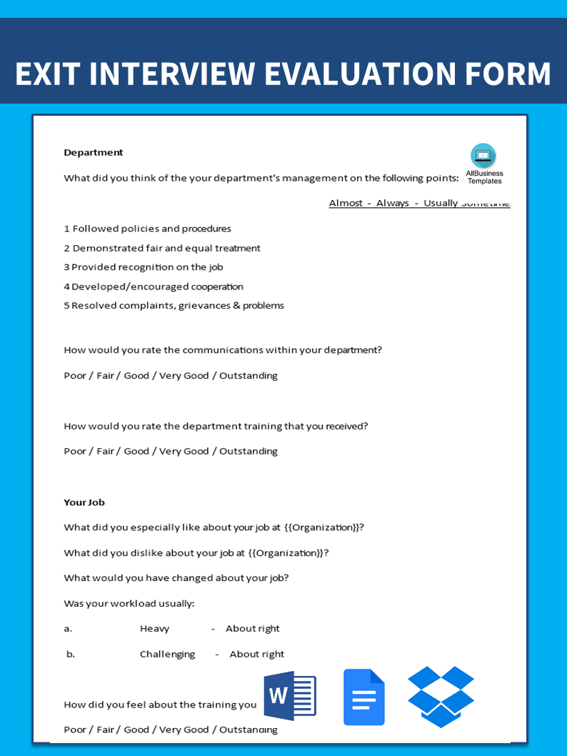 Blank Exit Interview Form Templates At Allbusinesstemplates Com